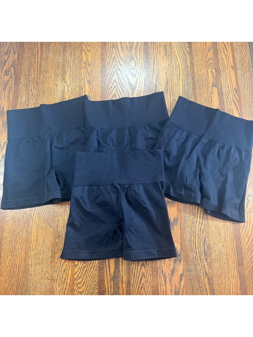 Lot of 5 Black Seamless Ribbed Workout Shorts High Waisted Size Womens Small